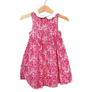 JACADI Toddler Girls Liberty Dress 3 Years Floral Pink Scalloped Collar Soft